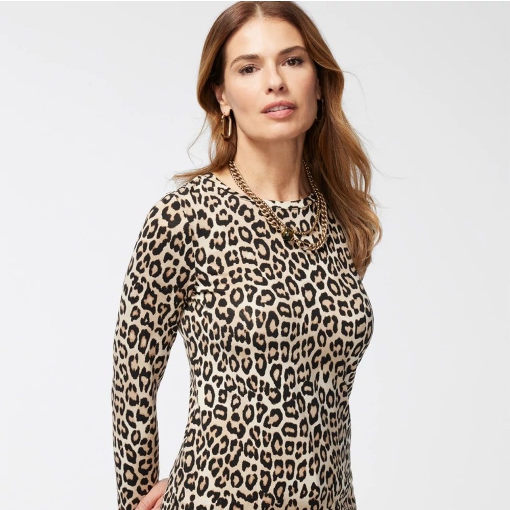 Chico's Touch of Cool Cheetah Print Layering Tee Chico Size 3 Large